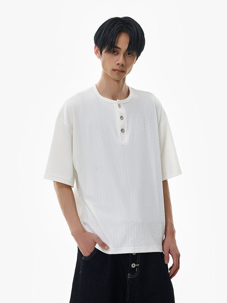 Henley Collar Short Sleeve Pullover