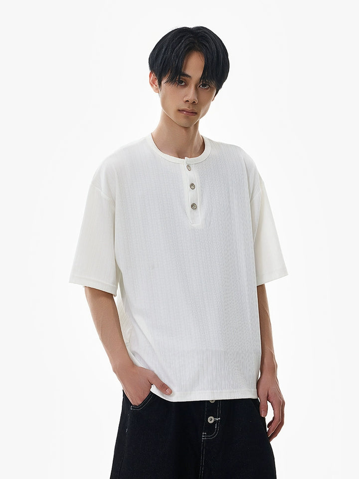 Henley Collar Short Sleeve Pullover