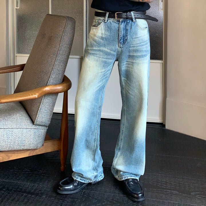 Washed Distressed Loose Wide-Leg Jeans