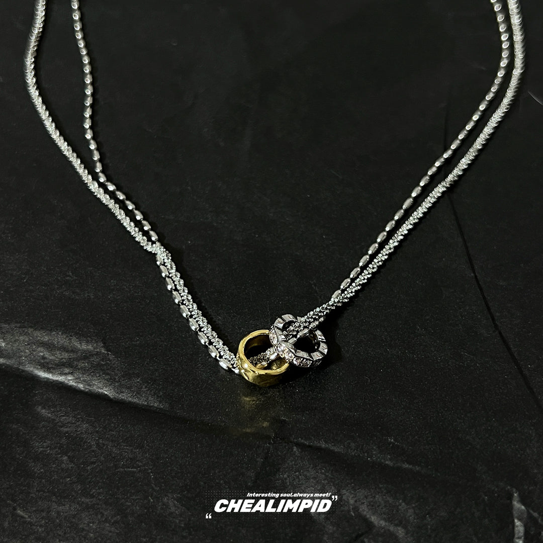 Stacked Ring Pendant Necklace