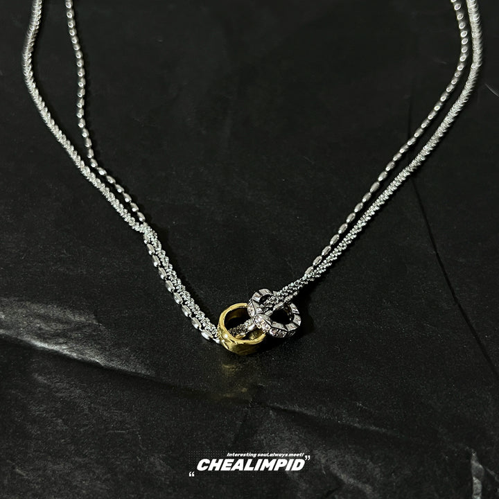 Stacked Ring Pendant Necklace