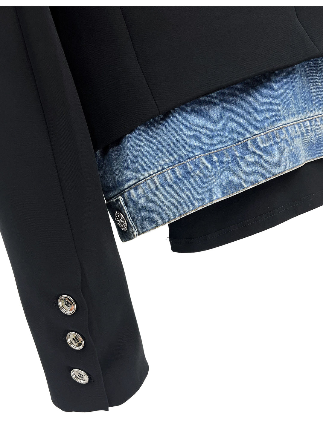 Denim Panel Short Suit Jacket