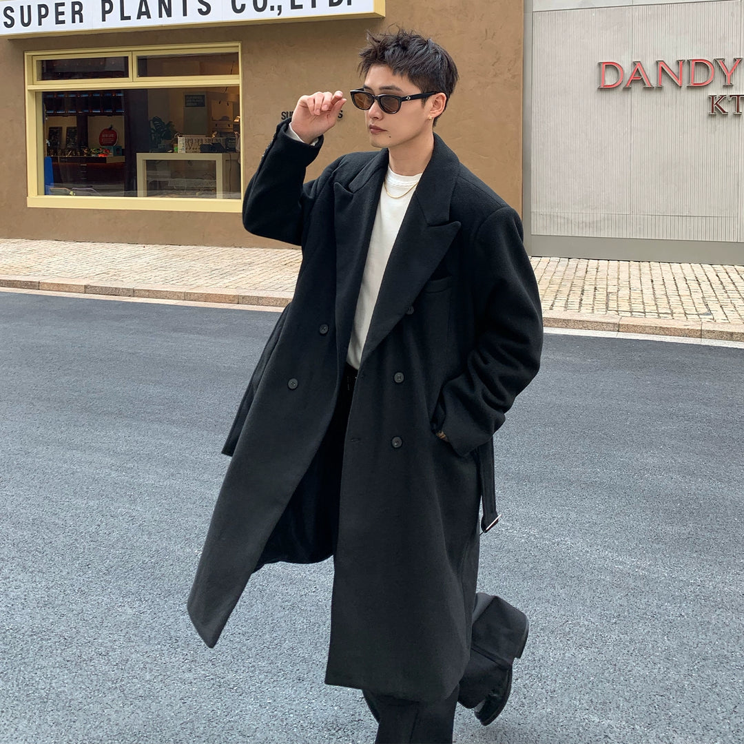 Double-Breasted Wool Mid-Length Coat