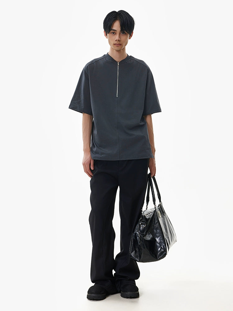 Half-Zip Boxy Short Sleeve T-shirt