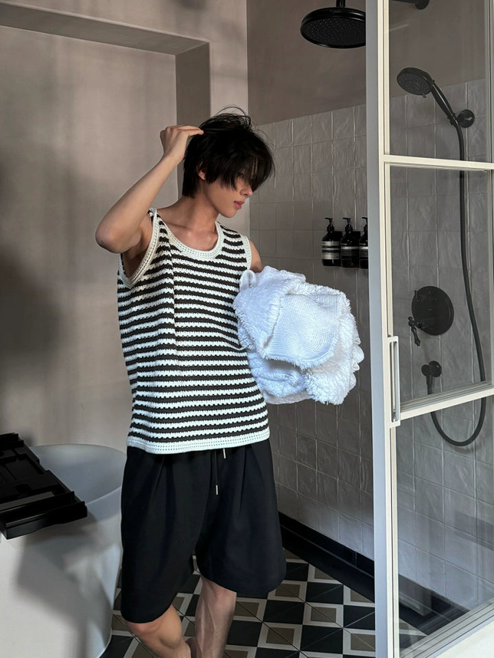Knitted Striped Sleeveless Summer Vest