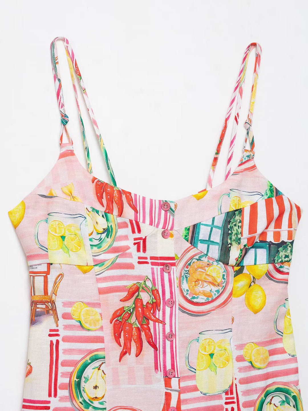 فستان ميدي بطبعة باتشورك مع حمالات