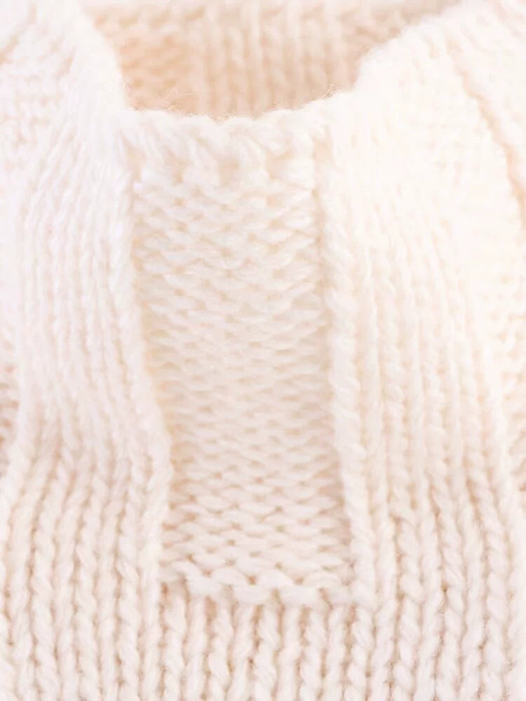 Στριμμένος Πλεκτός Σακάκι με Υψηλό Γιακά και Μακριά Μανίκια