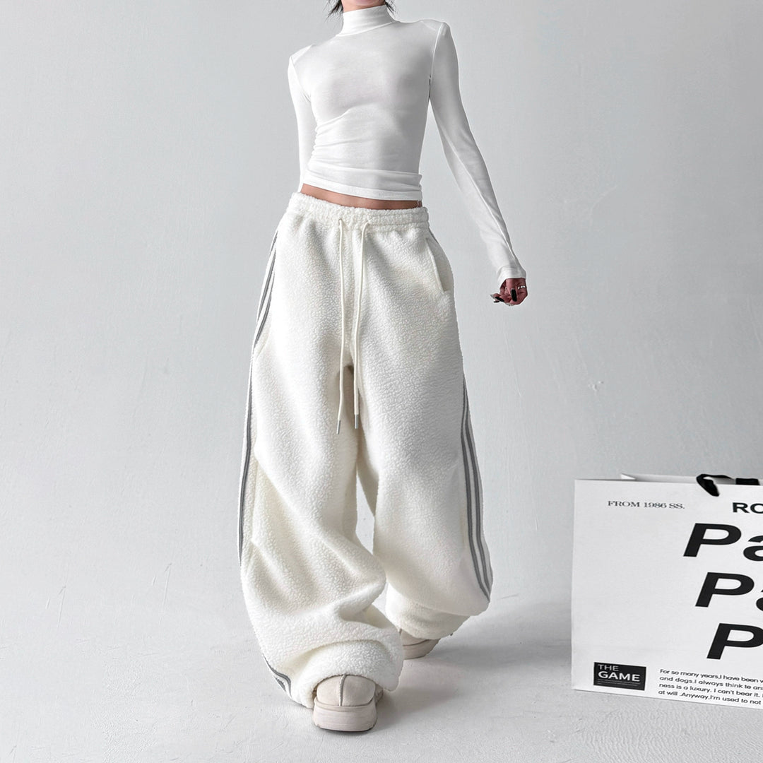 Lambskin Loose Warm Casual Straight Pants