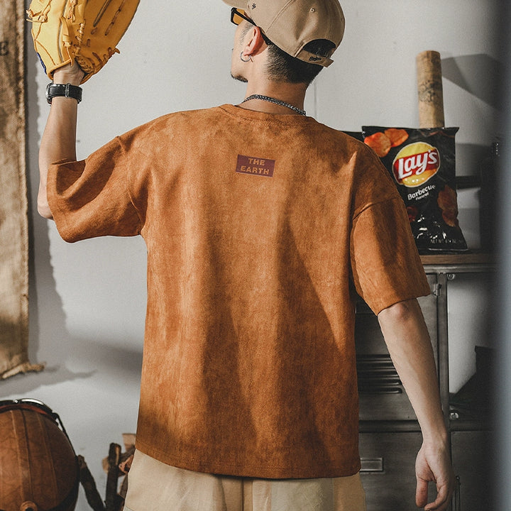 Retro Loose Suede Drape T-shirt