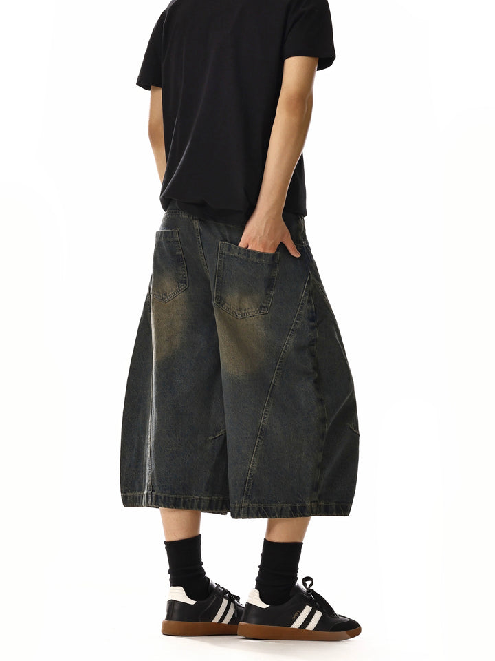 Wide-Leg Street Denim Shorts