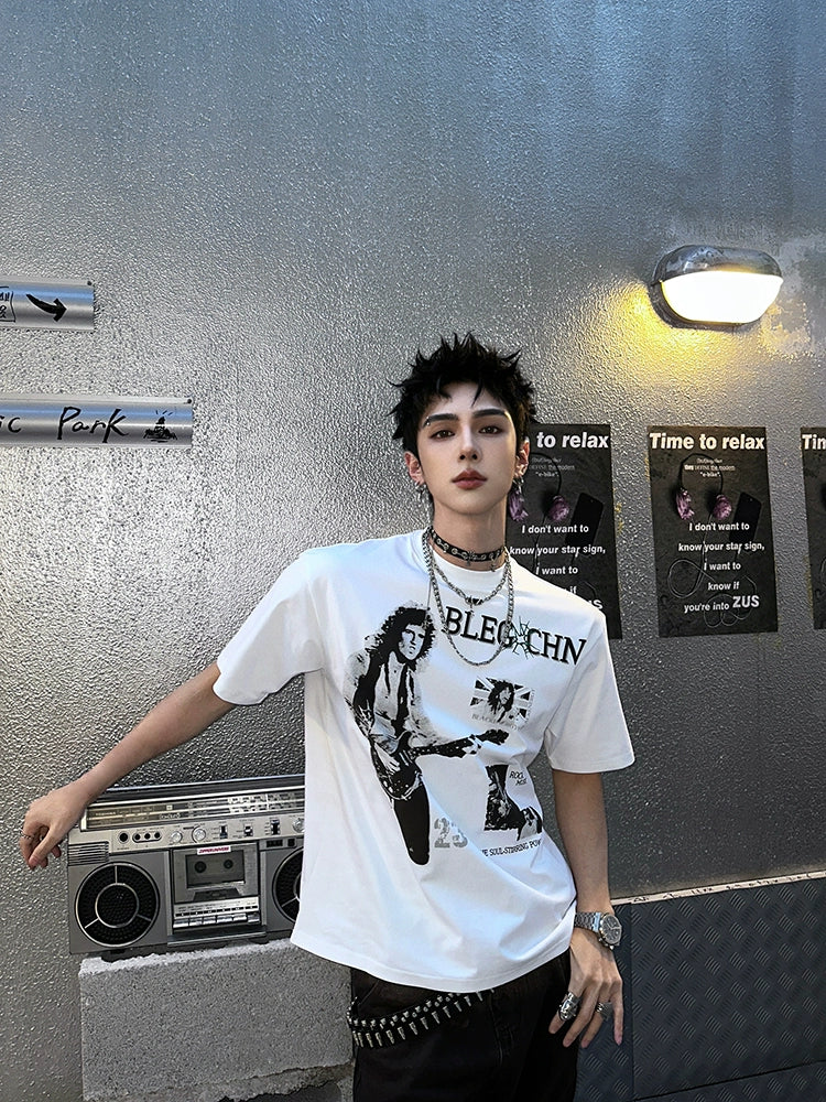 Street Graphic Cotton Loose Pullover T-Shirt