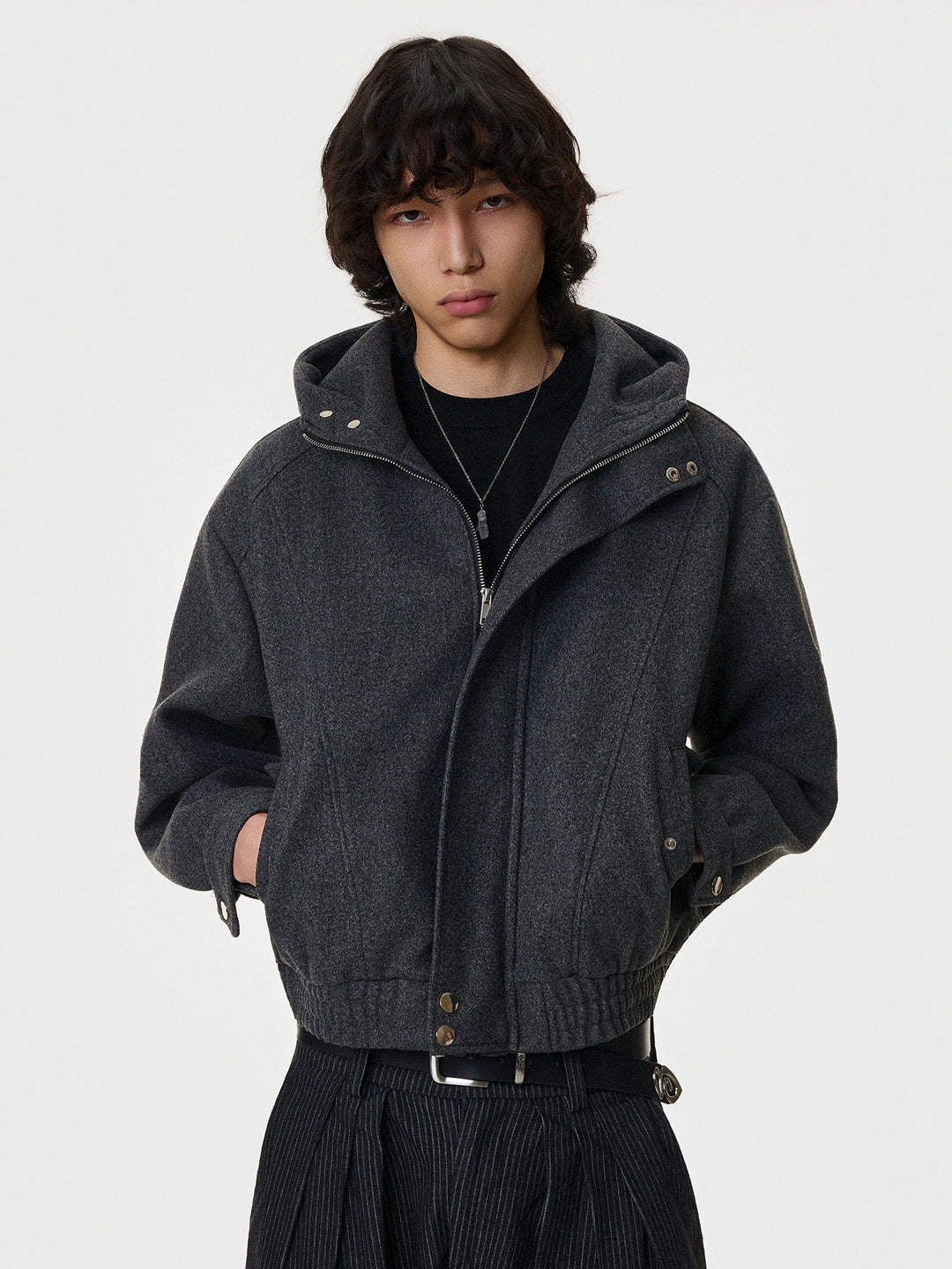 Retro uld zip-up hoodie jakke