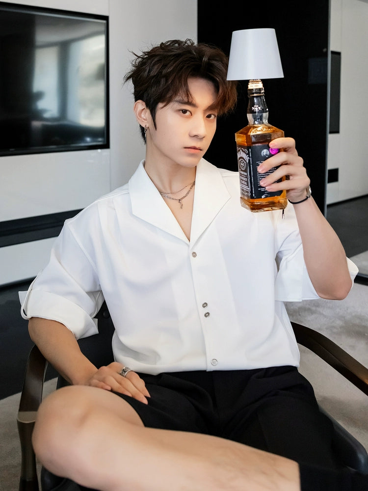 Cuban Collar Button-Down Shirt