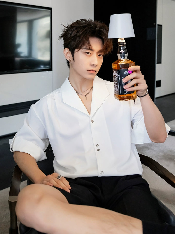 Cuban Collar Button-Down Shirt