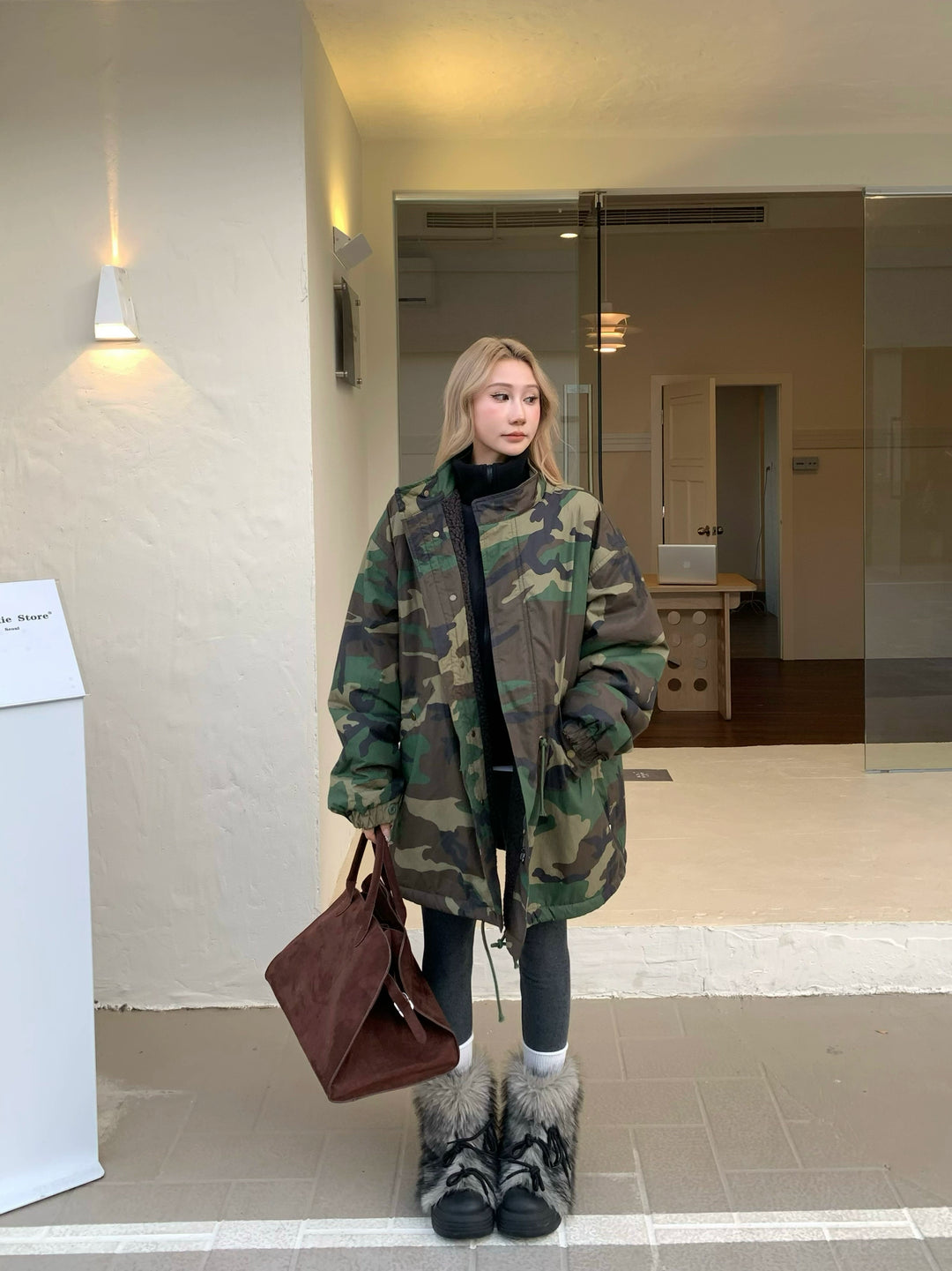 Camouflage Mid-Length Cotton Workwear Jacket