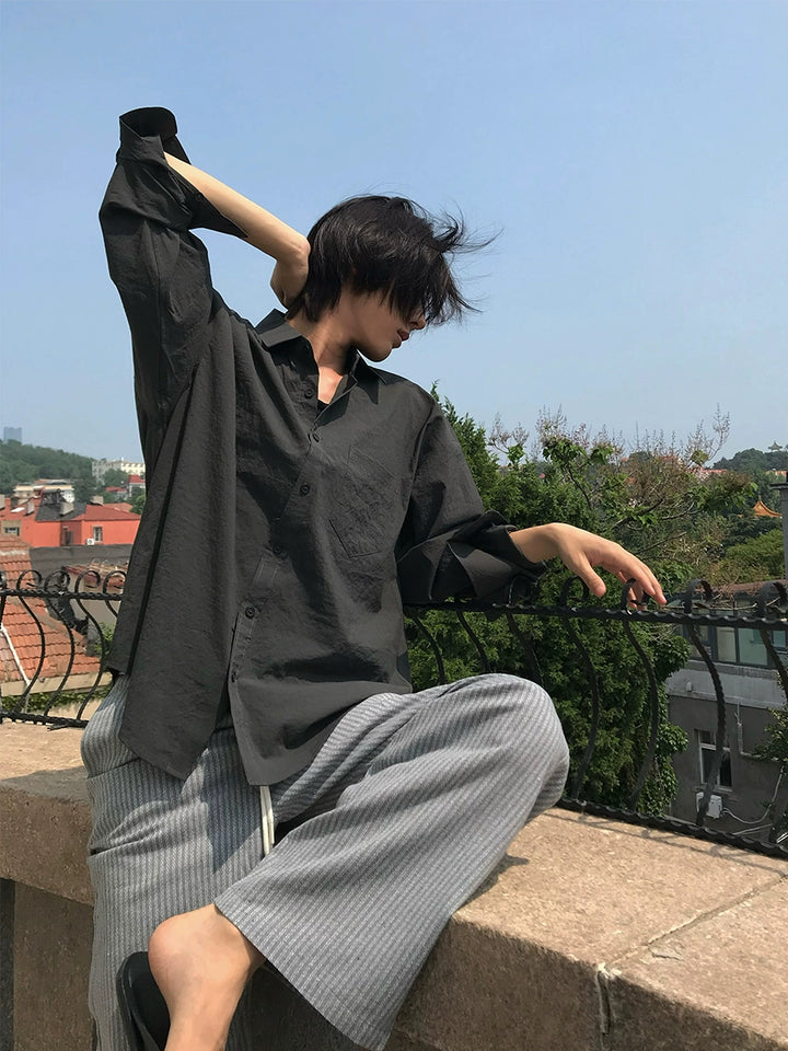 Striped Elastic Waist Drawstring Casual Pants