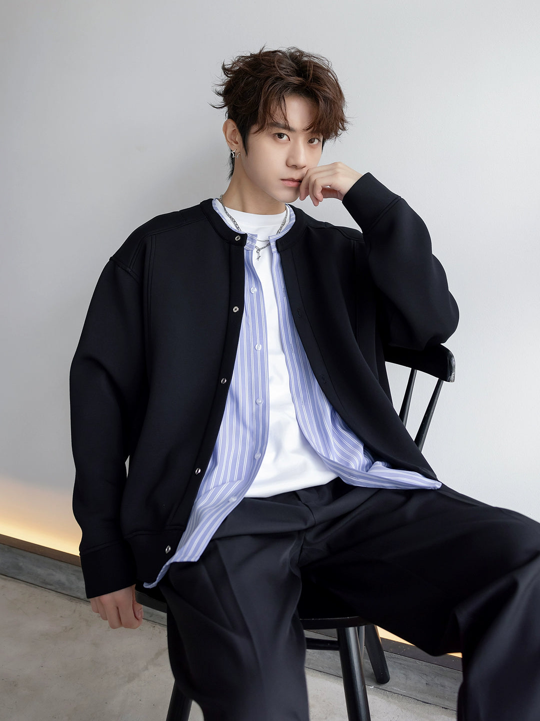 College Style Two-Piece Cardigan Jacket