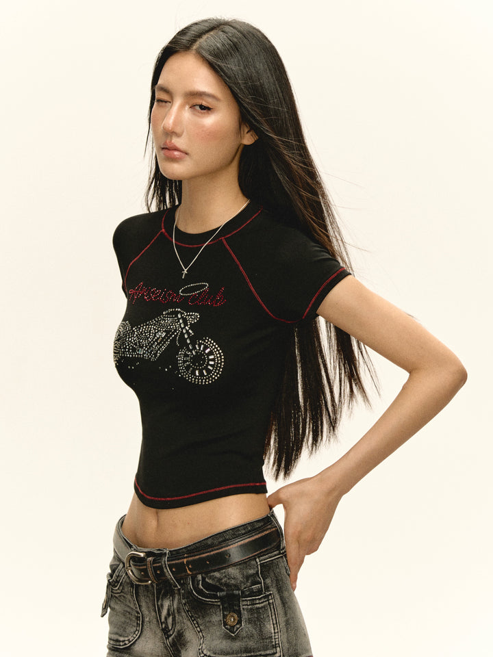 Graphic Short Sleeve Fitted Crop Tee