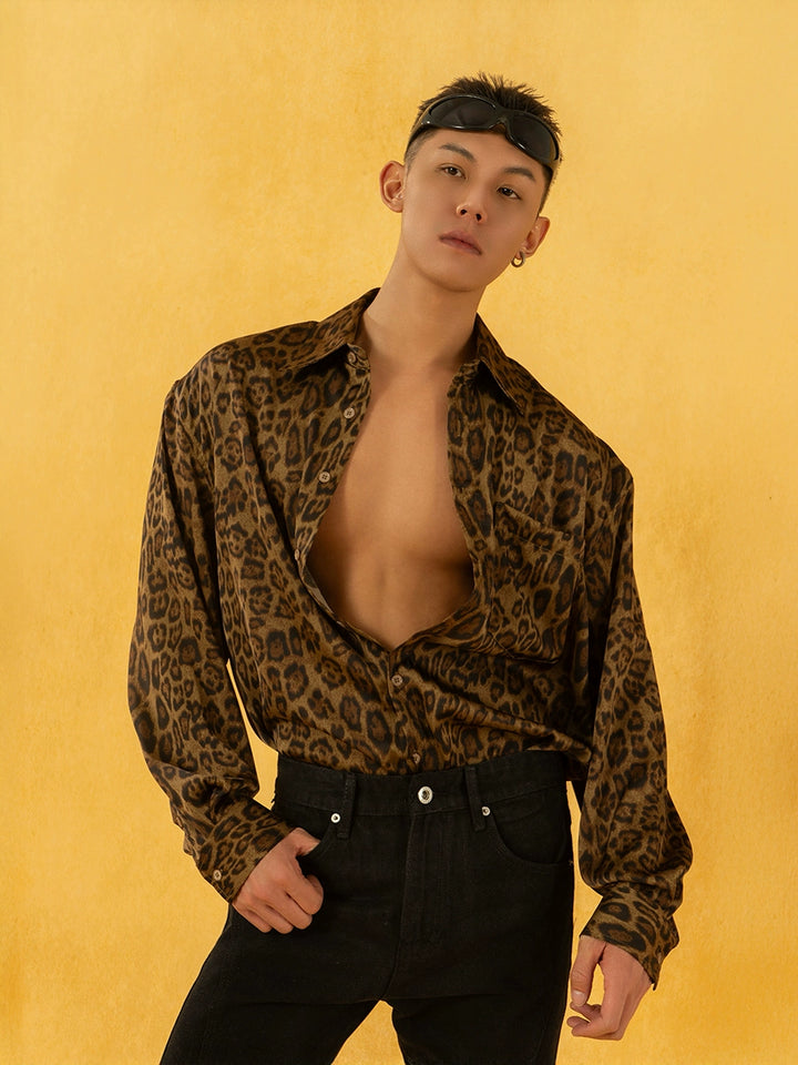 Leopard Print Long Sleeve Loose Shirt