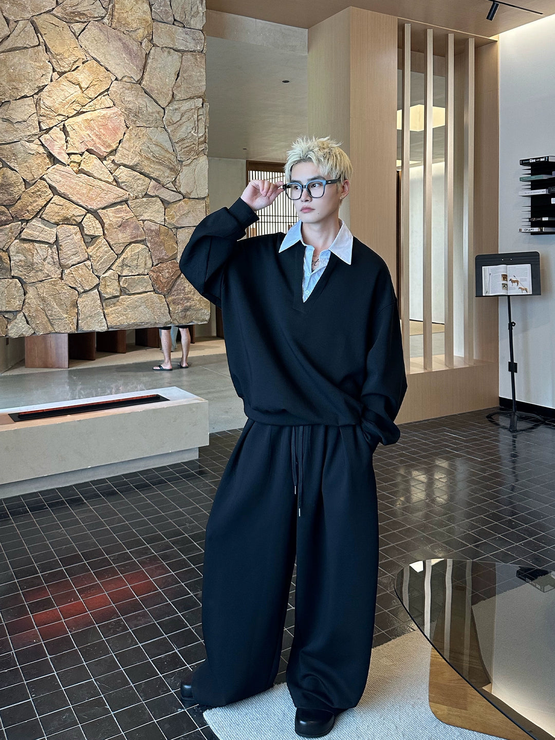 Sweatshirt et Pantalon à Col V Lâche