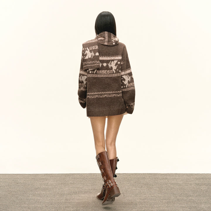 Retro Patterned Knit Pullover Sweater