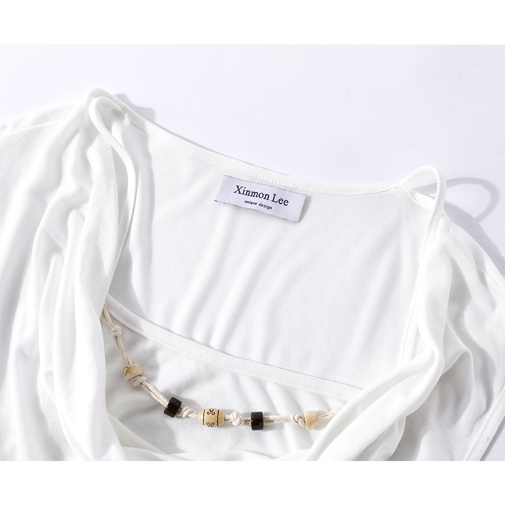 Beaded Cowl Neck Sleeveless Vest Top