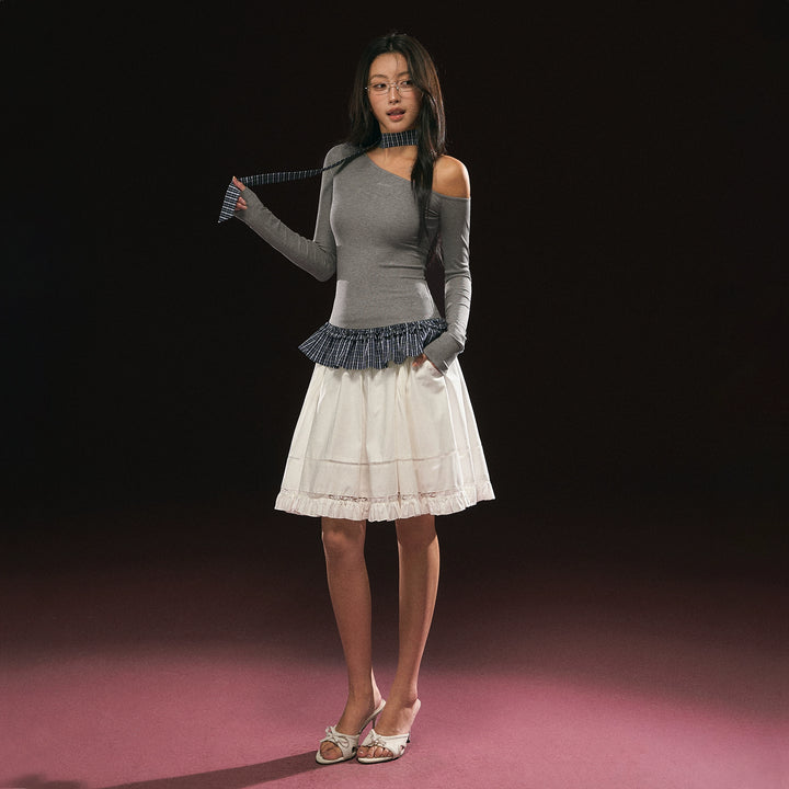 Asymmetrical Shoulder Long Sleeve Top