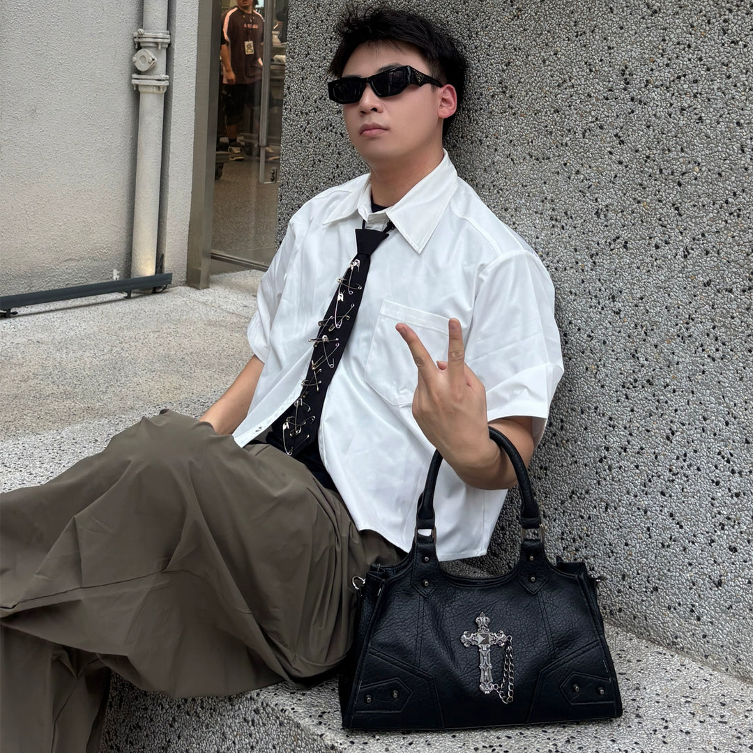Motorcycle Style Shoulder Crossbody Hobo Bag