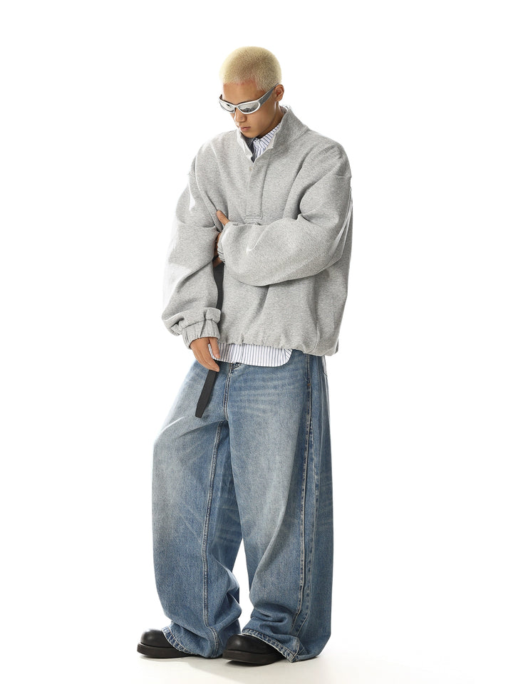 Magnetic Buckle Oversized Sweatshirt