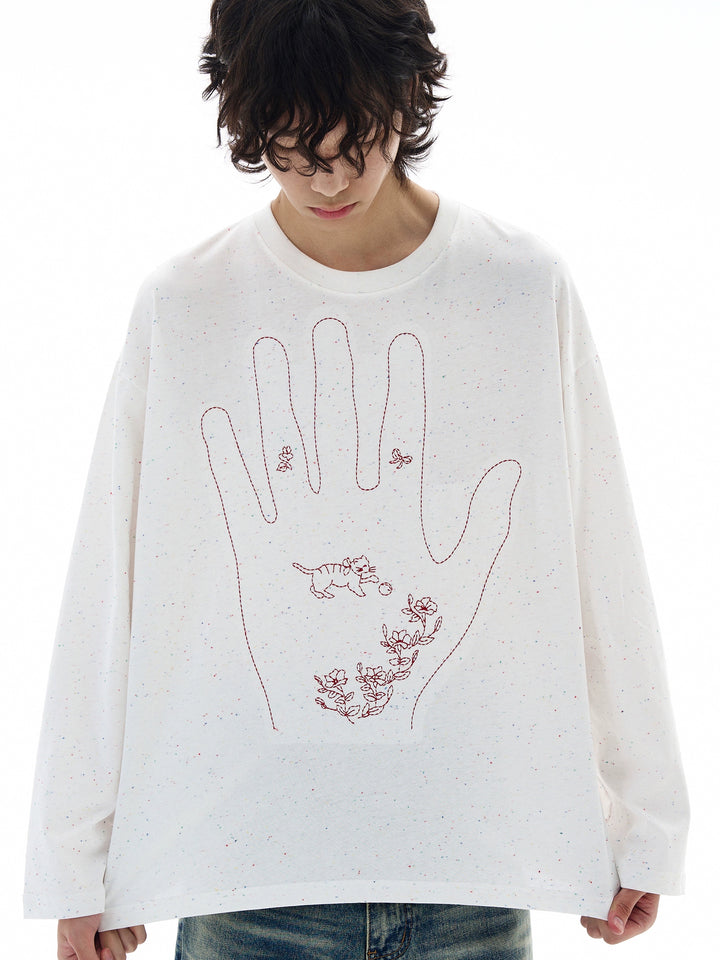 Embroidered Hand Graphic Pullover