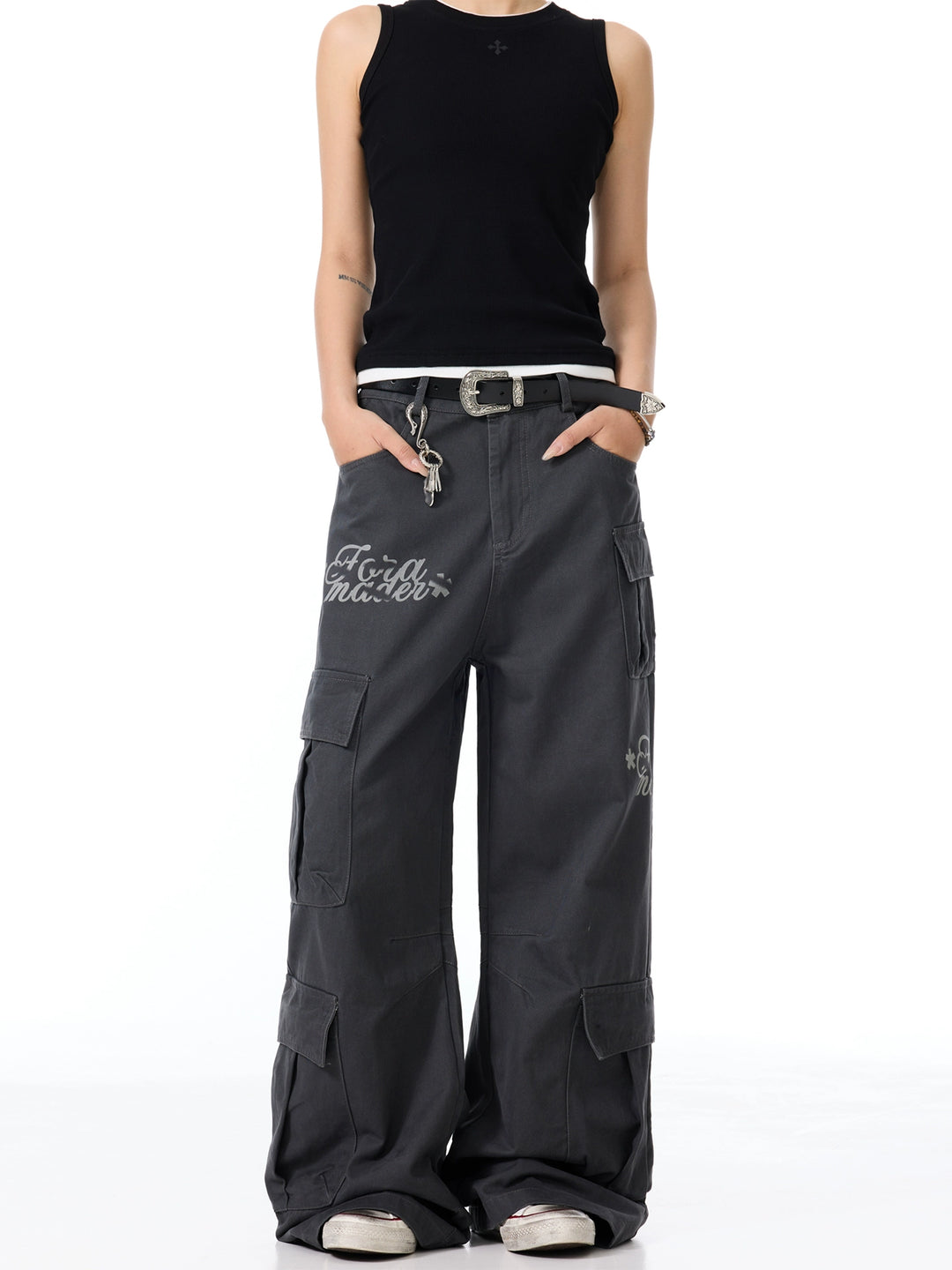 Brevtryk Flared Multi-pocket Cargo Bukser