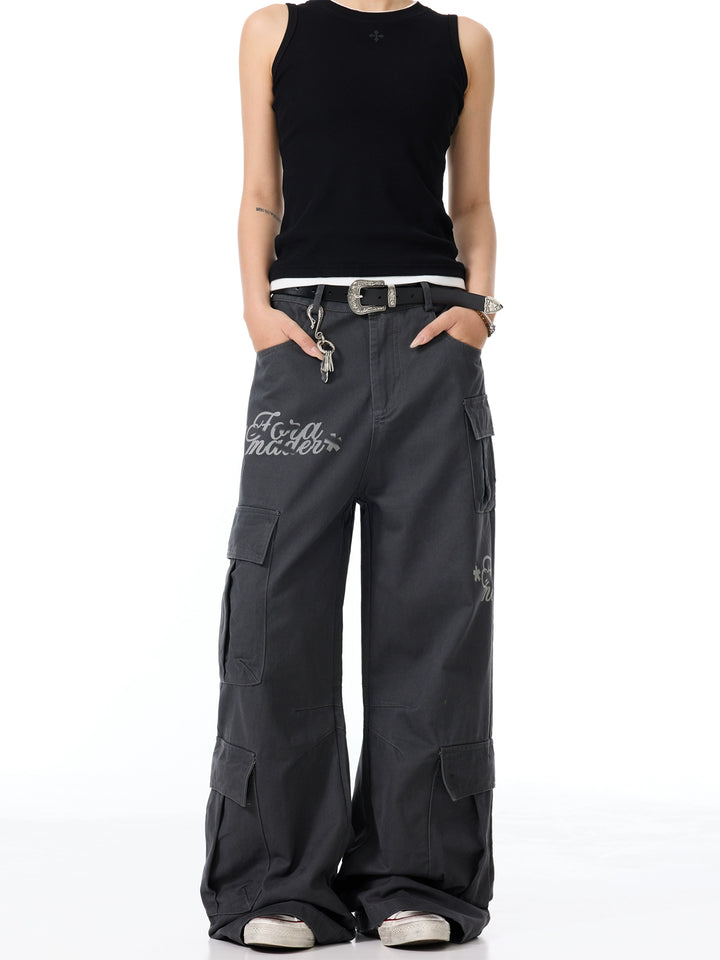 Brevtryk Flared Multi-pocket Cargo Bukser