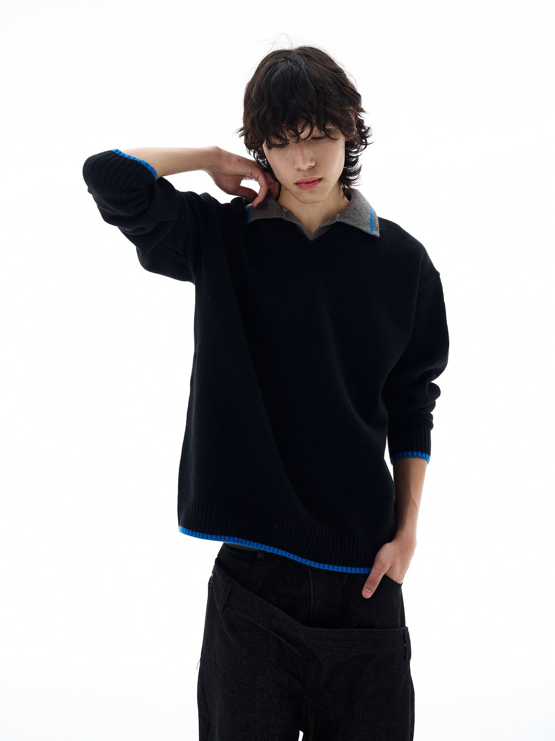 Knitted Lapel Polo Sweater