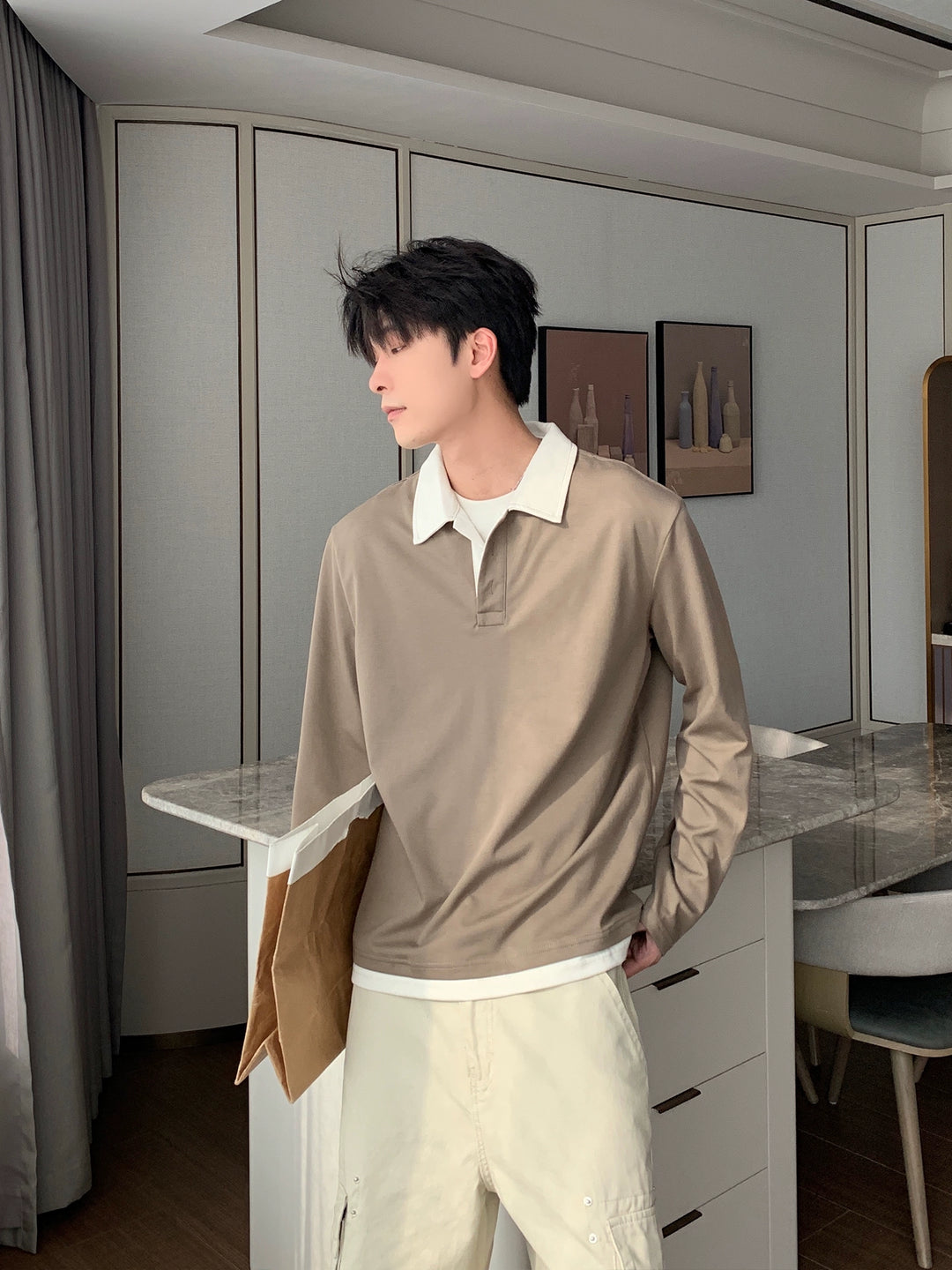 Quick-Dry Long Sleeve Shirt Collar Pullover