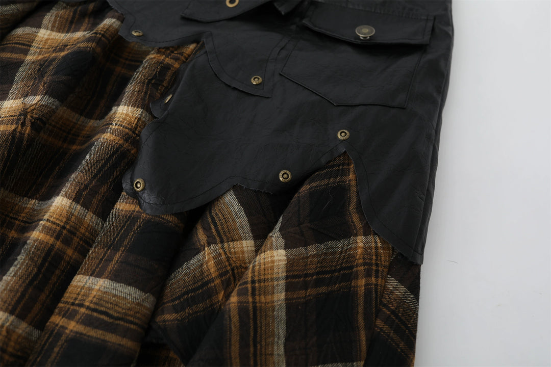 Retro Punk Spliced Rutete Tunika Skjørt
