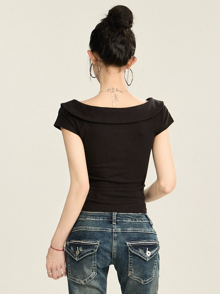 Peter Pan Collar Retro Style T-Shirt