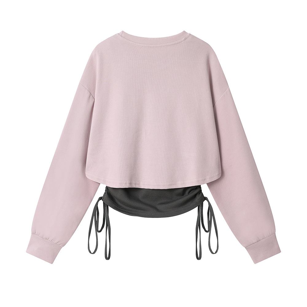 Drawstring Vest Lined Crew Neck Pullover