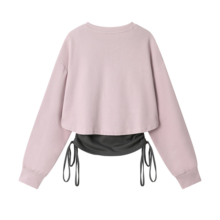 Drawstring Vest Lined Crew Neck Pullover