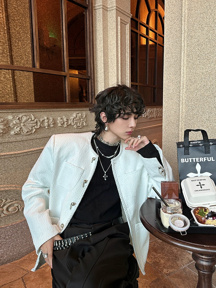 Textured Loose Fit Button-Up Jacket