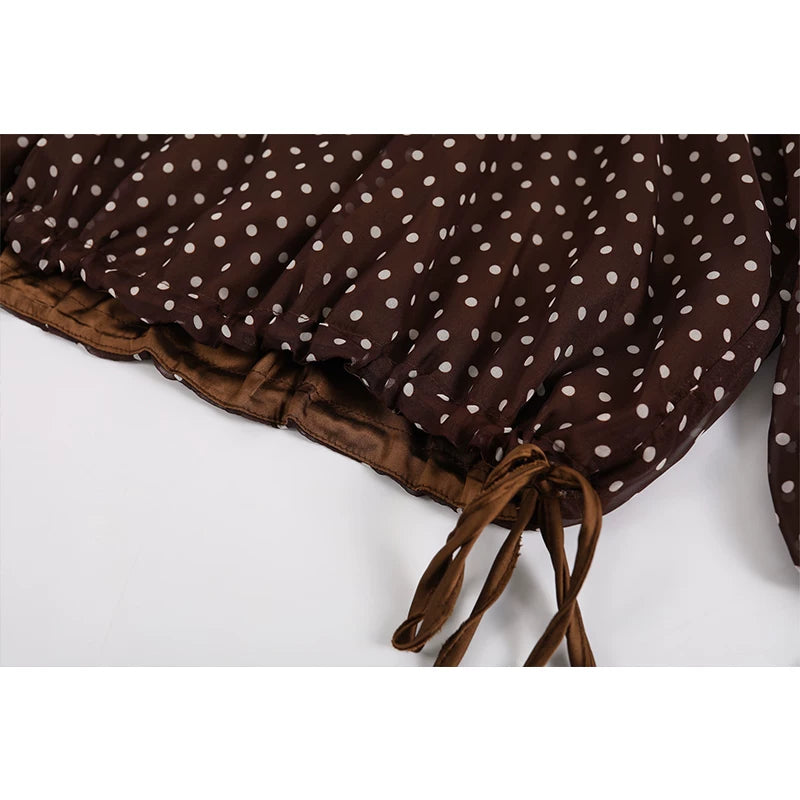 Polka Dot Tie-Waist Top and Skirt