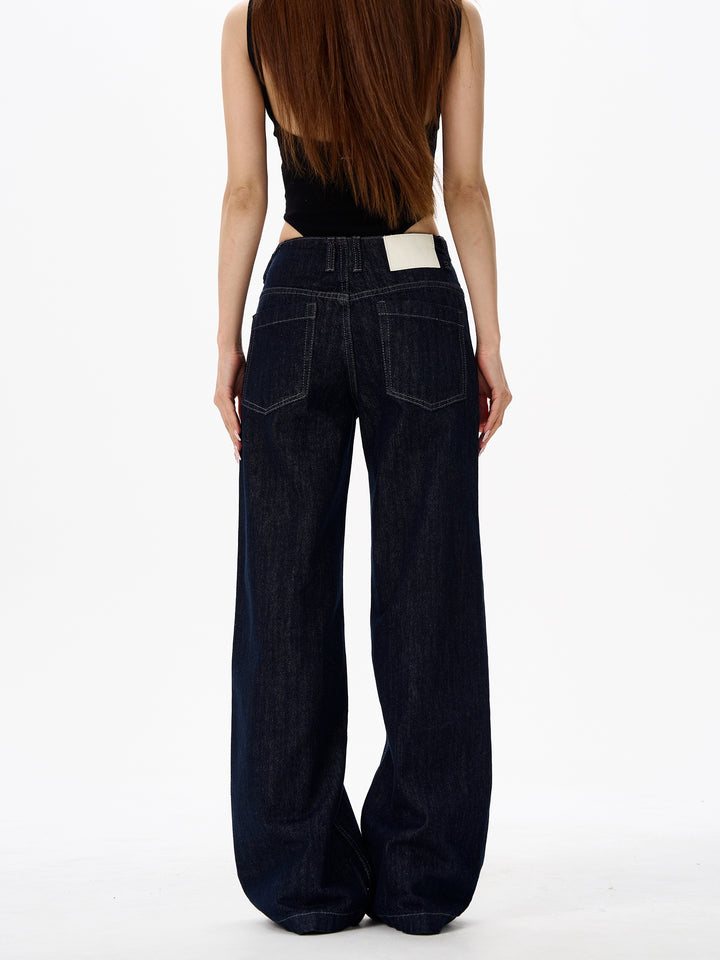 Retro løs pasform brede ben jeansbukser