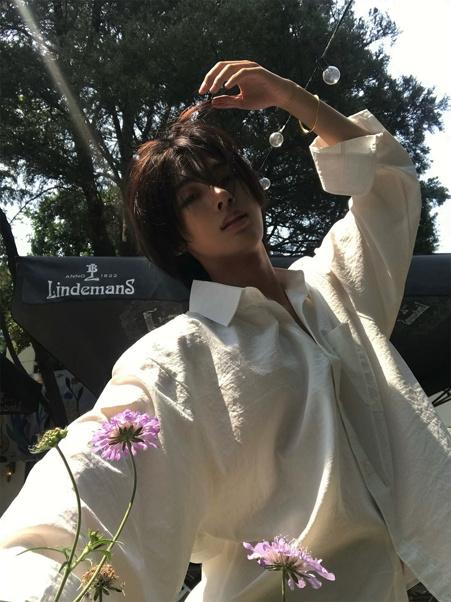 Long Sleeve Loose Fit Single Pocket Shirt