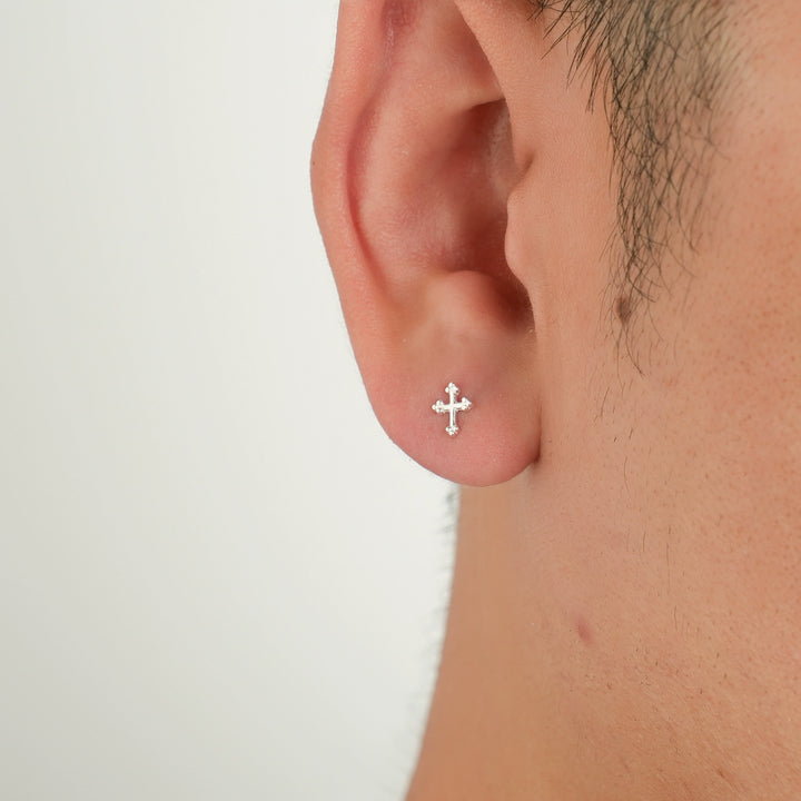 S925 Silver Cross Stud Earrings
