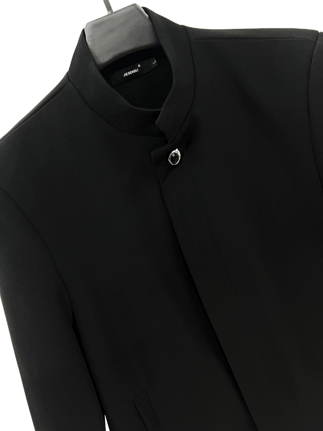 Black Stand Collar Casual Jacket