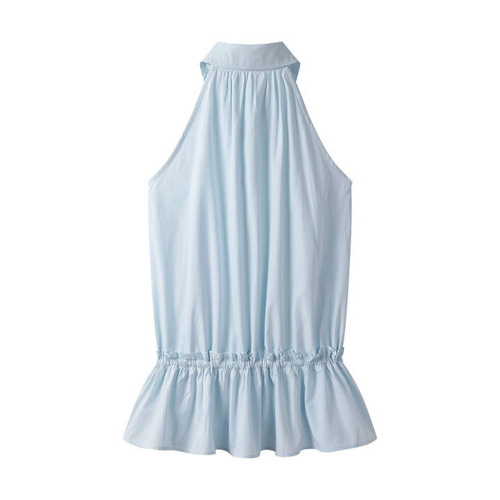 Sleeveless Collared Halter Neck Slim Top