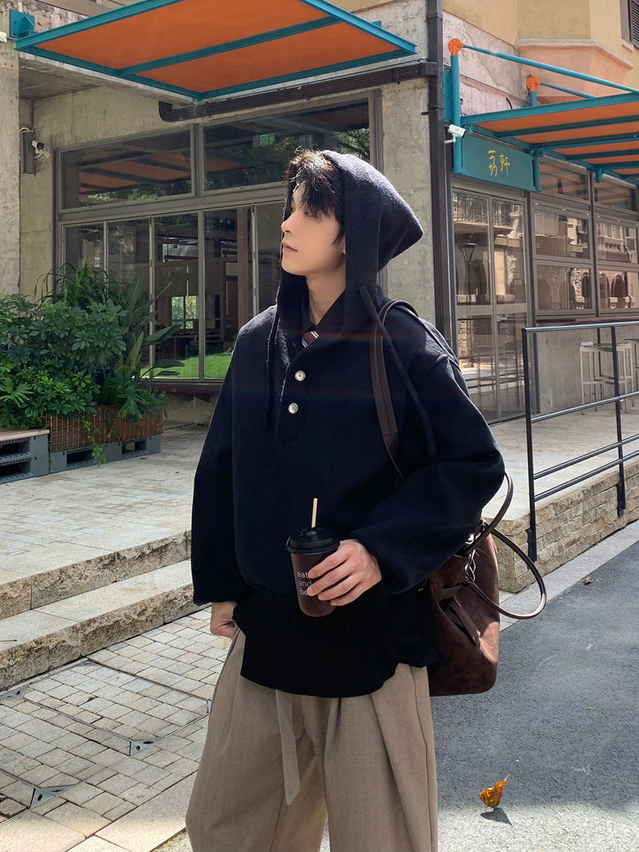 Loose Half-open Hoodie