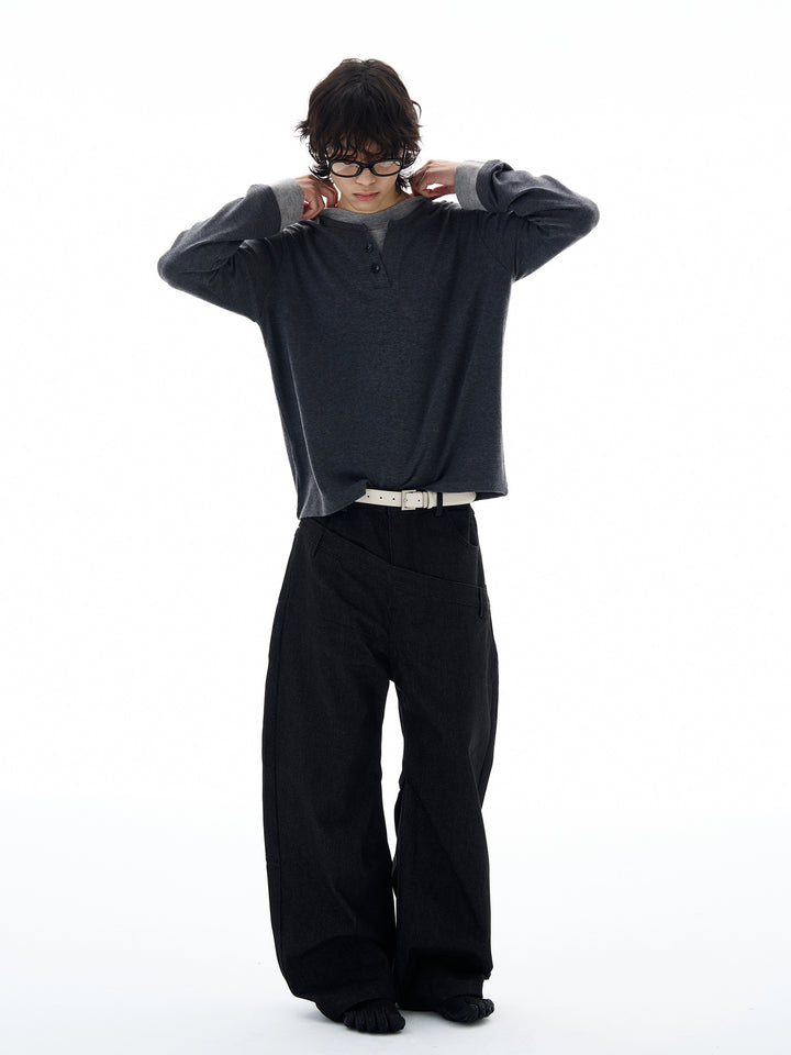 Knit Henley Layered Sweater