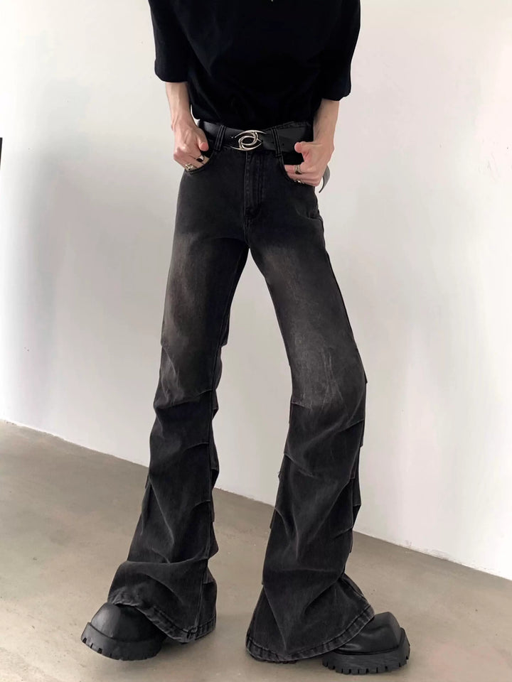 Slim Fit Denim Flared Trousers