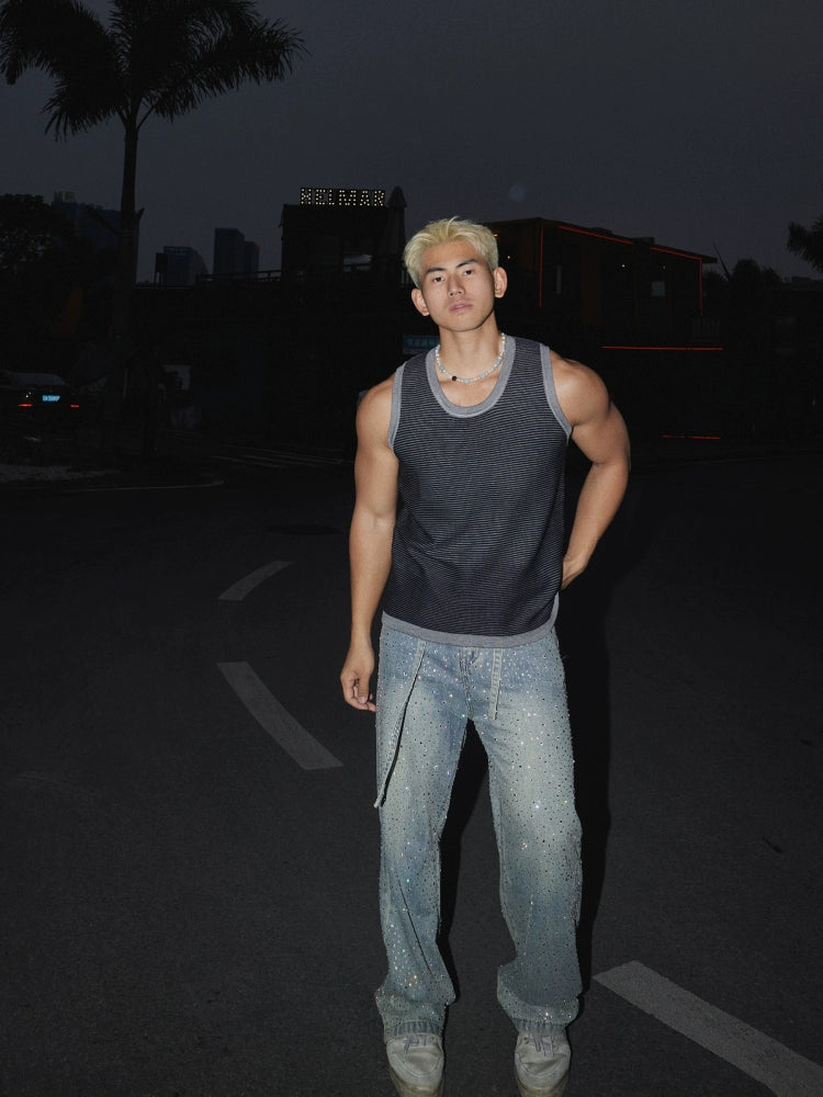 Striped Sleeveless Woolen Casual Vest