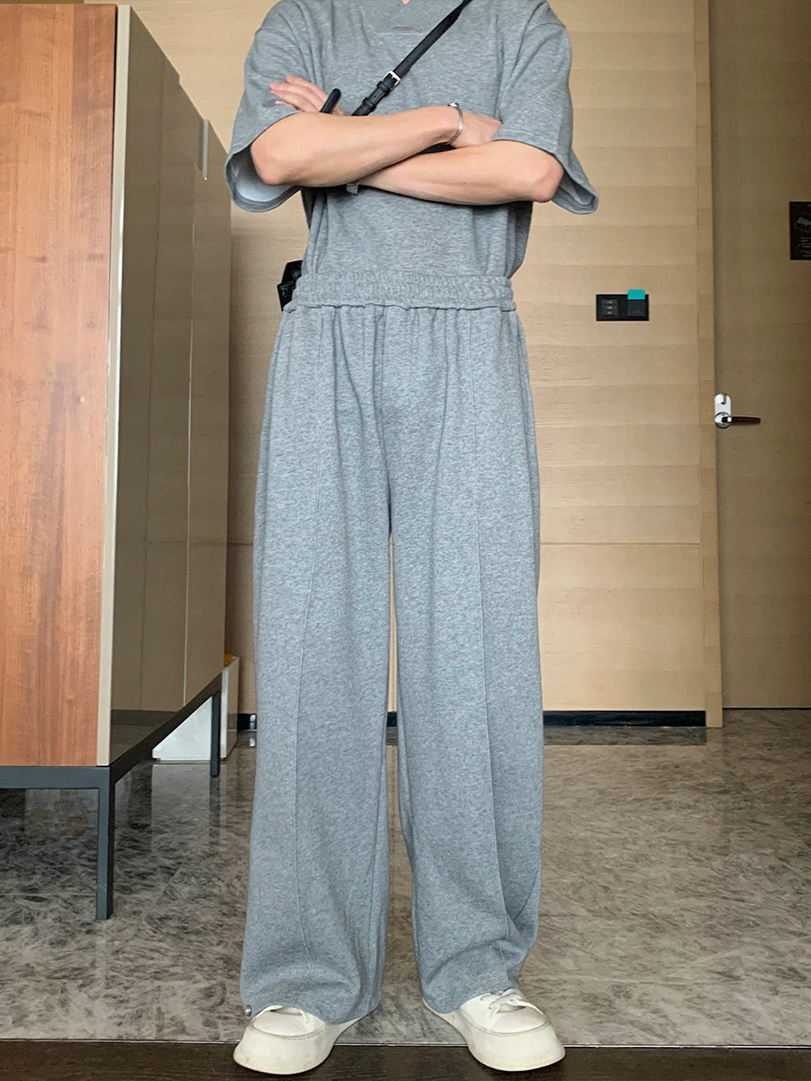 Elastic Waist Wide-Leg Casual Pants